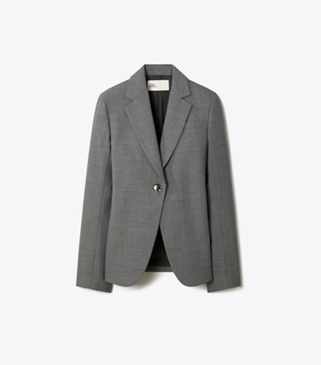 Tory Burch designer jackets Stretch Flannel Blazer in Gray Mélange front