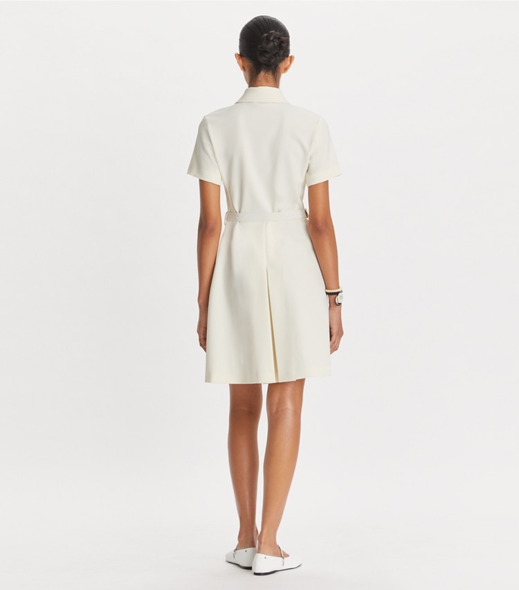 Tory Sport designer dresses Stretch Golf Dress in NEW IVORY on model back
