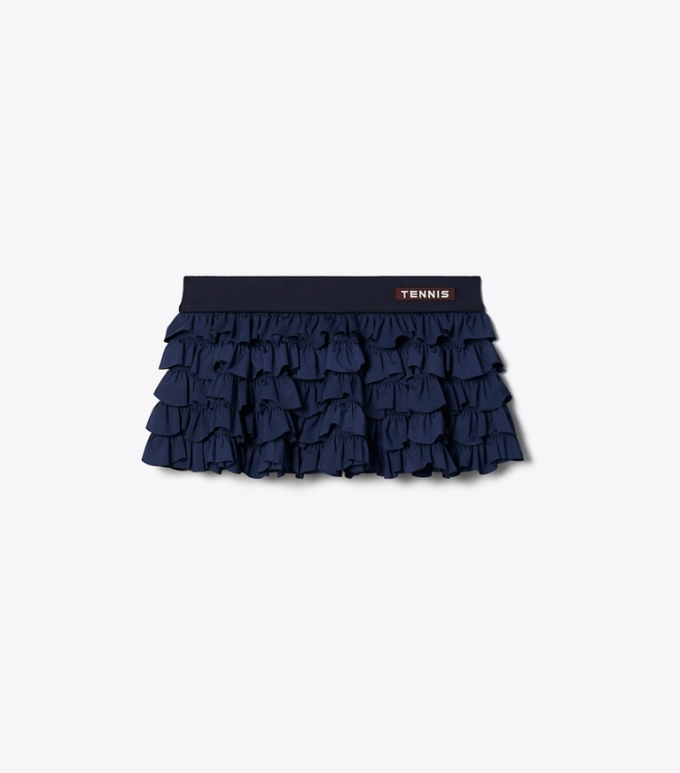 Tory Sport designer bottoms Stretch Mini Tennis Skirt in Deep Navy front