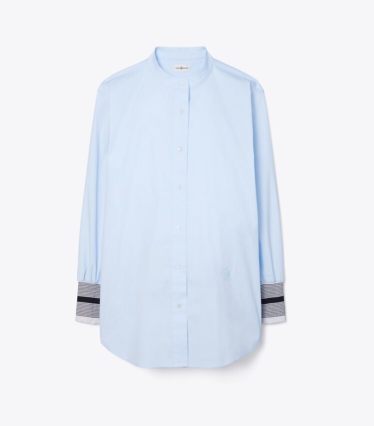 Tory Sport designer Stretch Poplin Button-Down in Ice Flow front