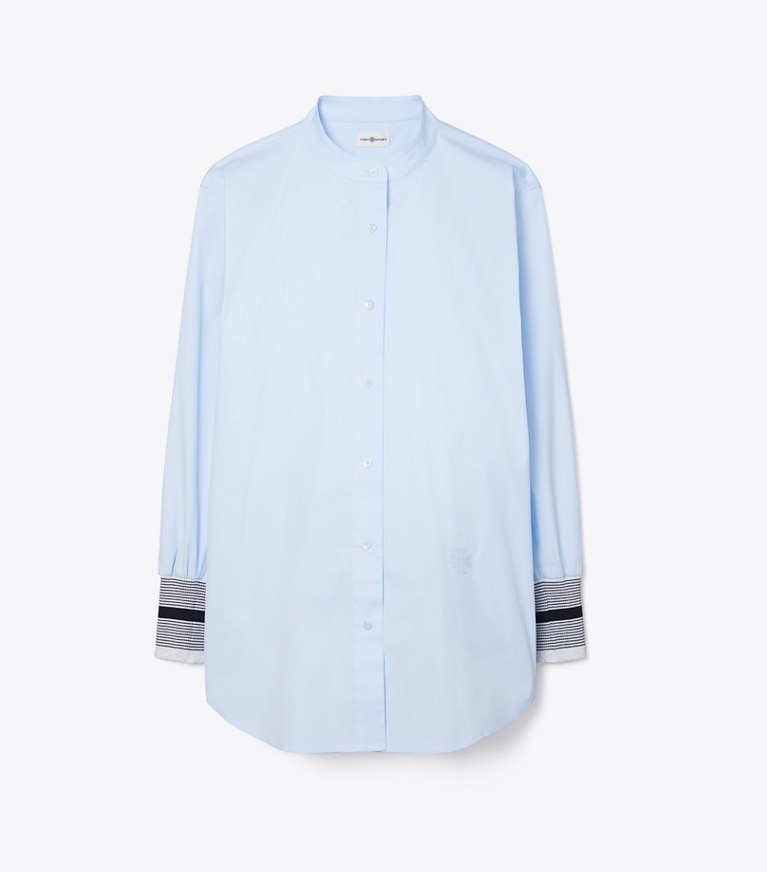 Tory Sport designer Stretch Poplin Button-Down in Ice Flow front