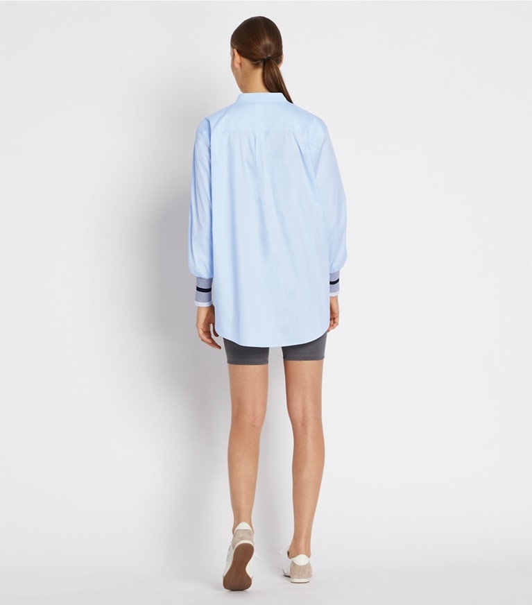 Tory Sport designer Stretch Poplin Button-Down in Ice Flow front
