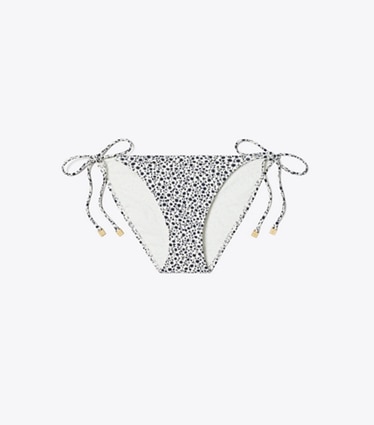 Tory Burch designer two pieces String Bikini Bottom in Tory Navy Tea Ditsy front