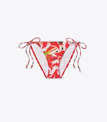 Tory Burch designer two pieces String Bikini Bottom in Pink Lily front