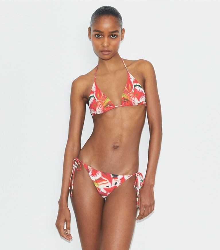 Tory Burch designer two pieces String Bikini Bottom in Pink Lily front