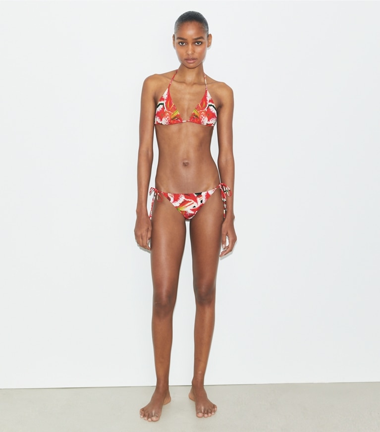 Tory Burch designer two pieces String Bikini Bottom in Pink Lily front