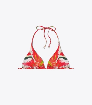Tory Burch designer two pieces String Bikini Top in Pink Lily front