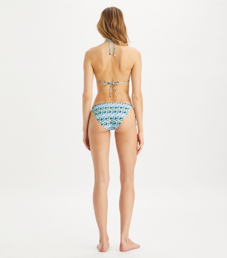 Tory Burch designer two pieces String Bikini Top in Blue Glass Swan Allover front