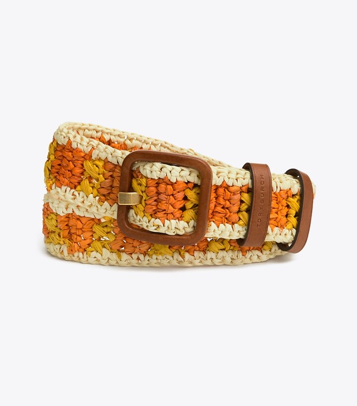 Stripe Raffia Belt: Women's Designer Belts | Tory Burch