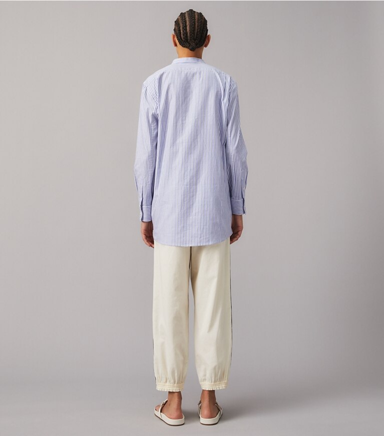 Tory Burch designer coverups Stripe Shirt in Blue Dusk / White front