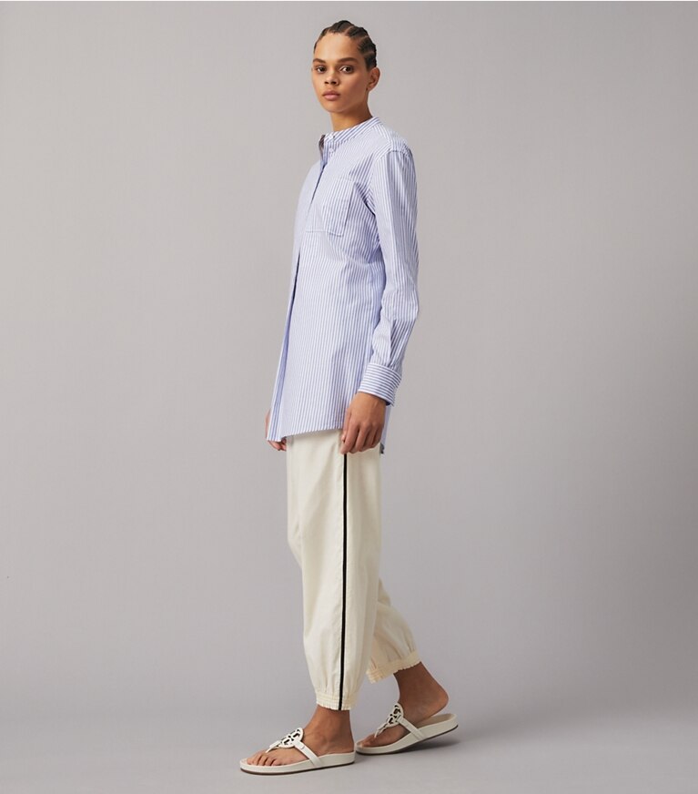 Tory Burch designer coverups Stripe Shirt in Blue Dusk / White front