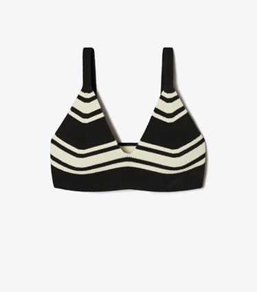 Tory Burch designer coverups Striped Bralette Top in Tory Navy City Stripe front