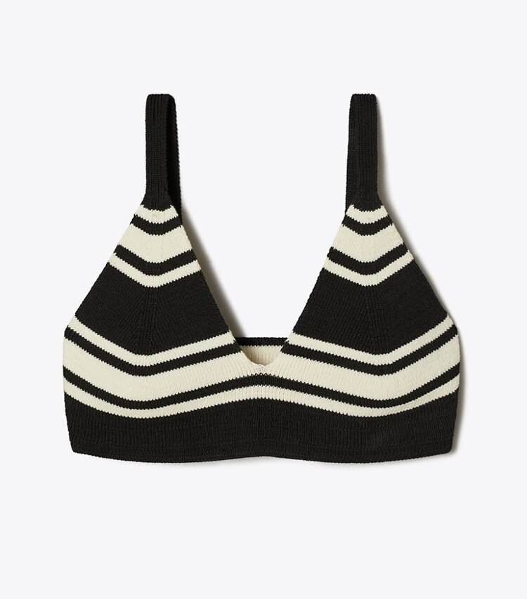 Tory Burch designer coverups Striped Bralette Top in Tory Navy City Stripe front