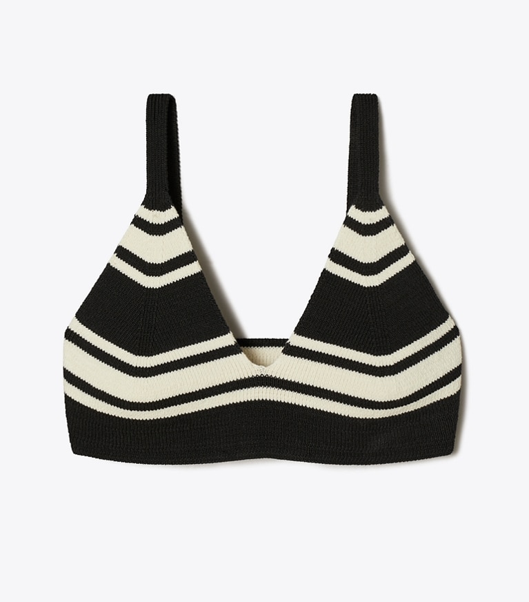 Tory Burch designer coverups Striped Bralette Top in Tory Navy City Stripe front