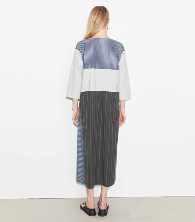 Tory Burch designer coverups Striped Caftan in Navy / Ivory front