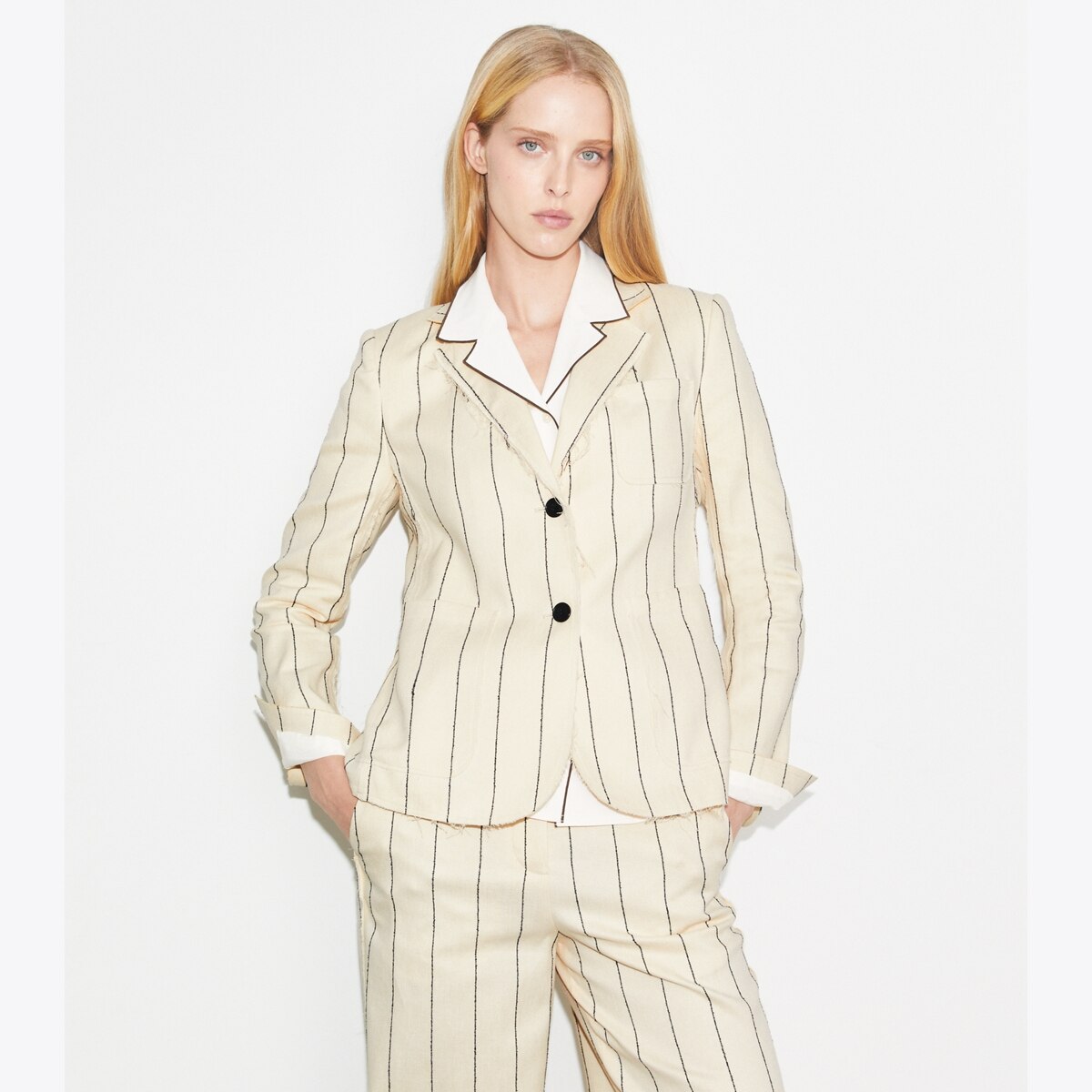 STRIPED COTTON BLAZER - thumbnail 2