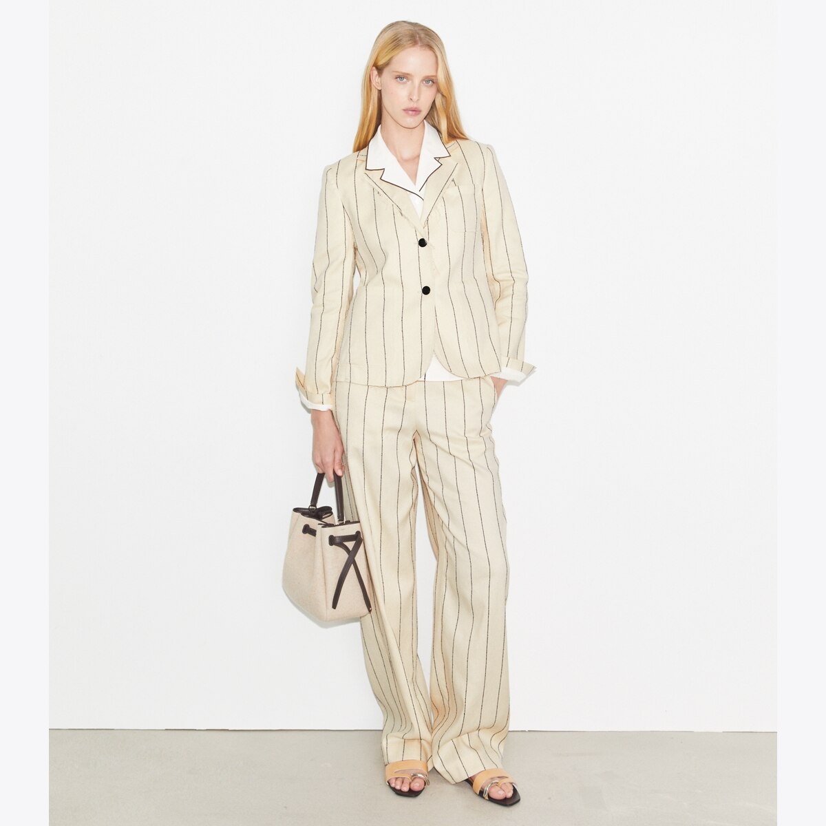 STRIPED COTTON BLAZER - thumbnail 3