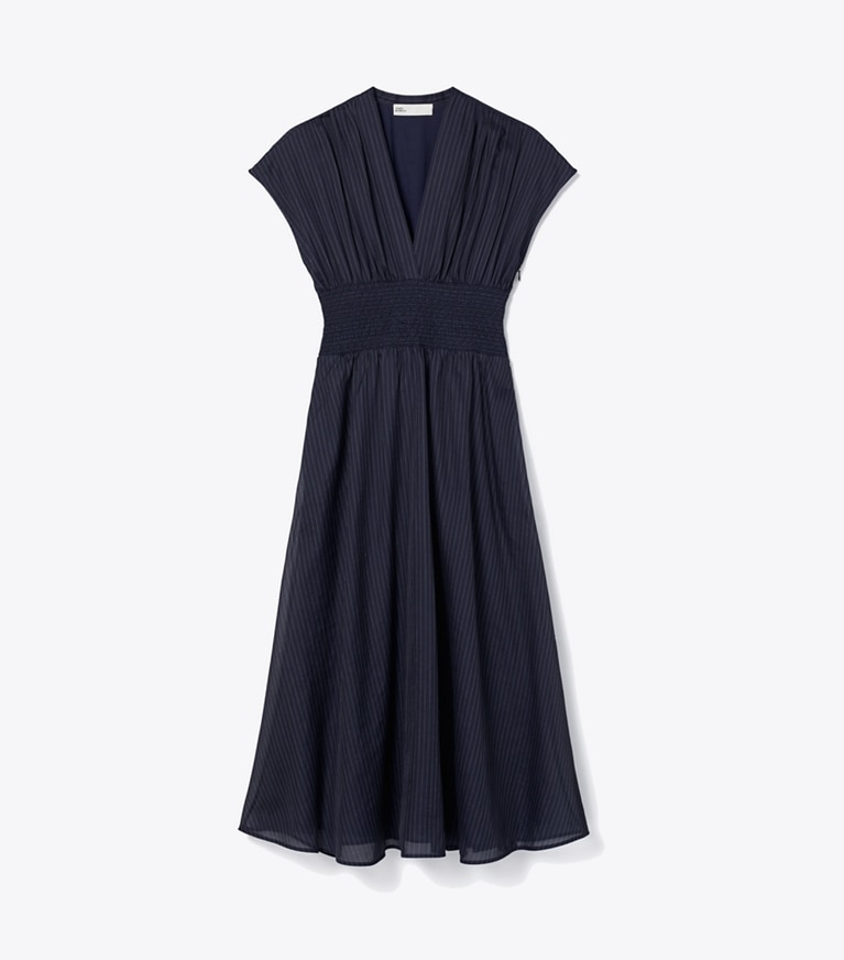 Tory Burch designer dresses Striped Cotton Dress in Navy front