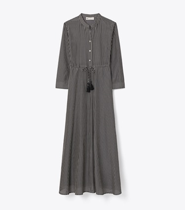 Tory Burch designer ワンピース ストライプ コットン ドレス in Black Stripe front