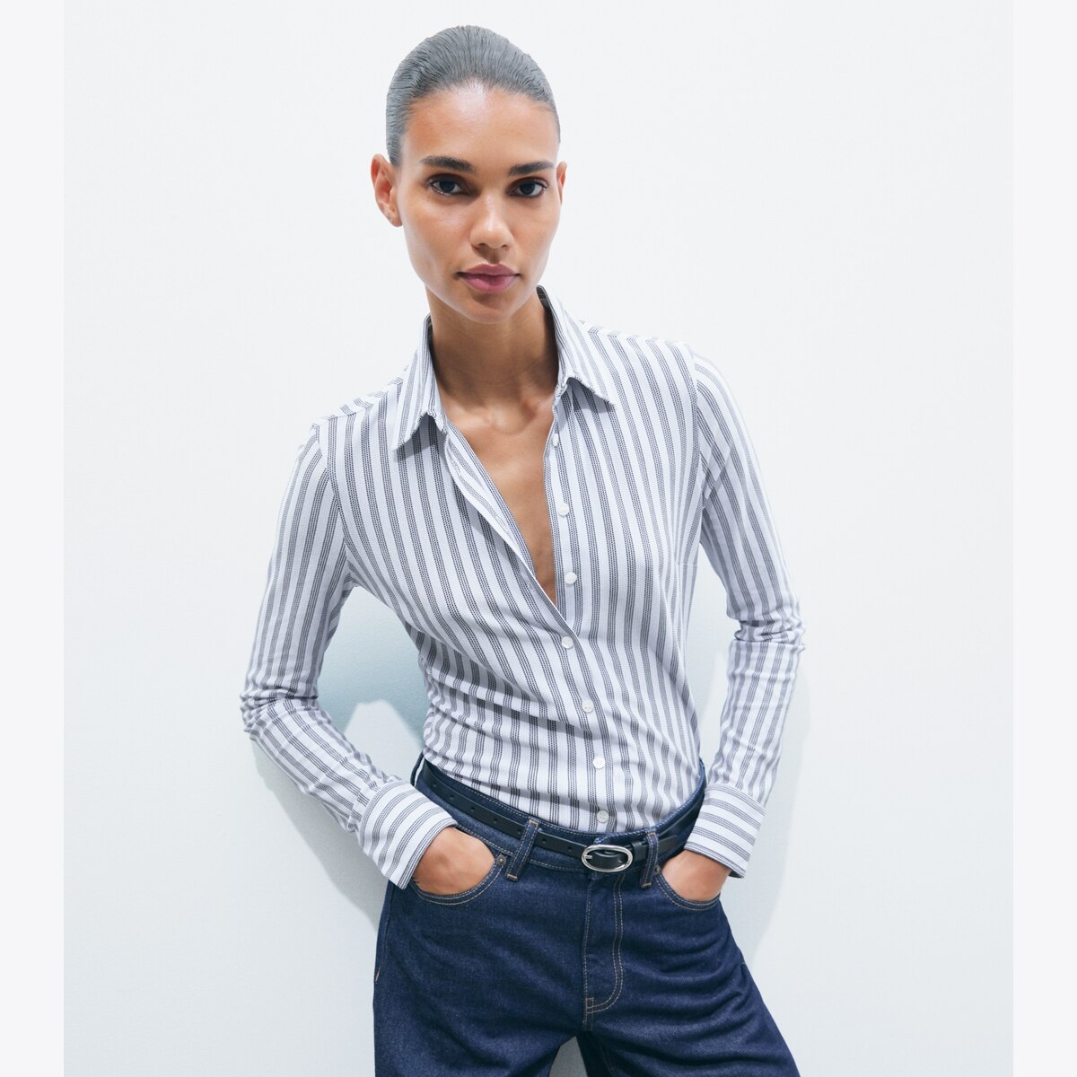 STRIPED COTTON PIQUÉ POLO SHIRT - thumbnail 2