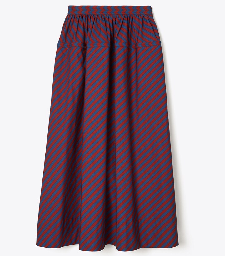 Striped Cotton Poplin Skirt: Women's Designer Bottoms | Tory Burch