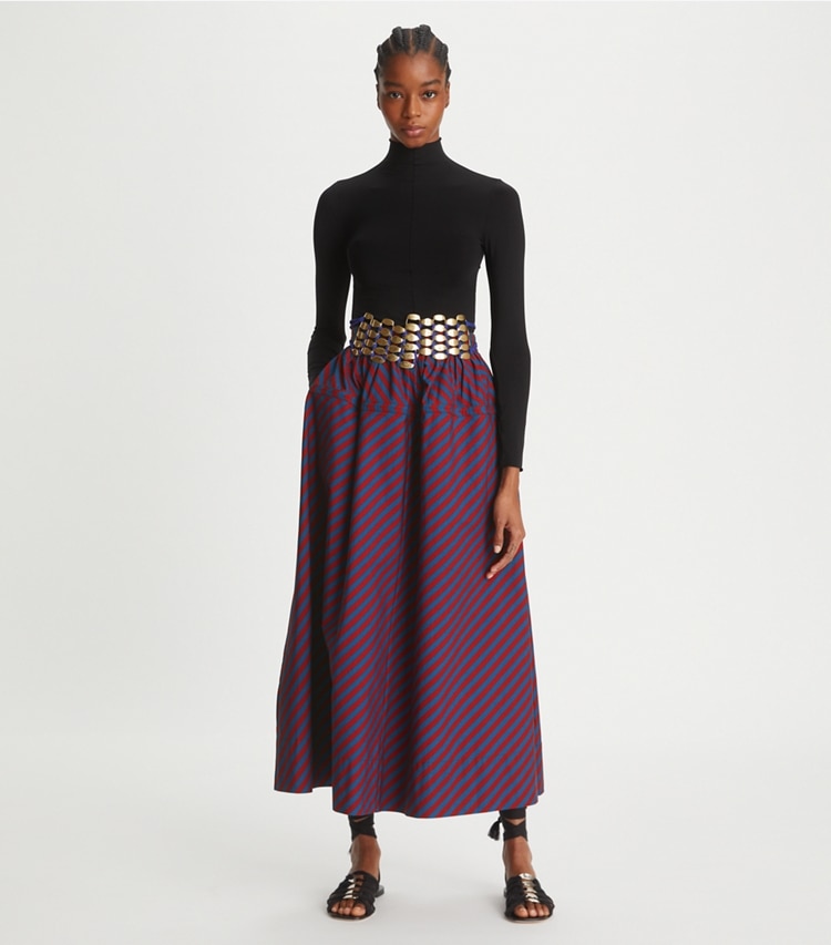 Striped Cotton Poplin Skirt: Women's Designer Bottoms | Tory Burch
