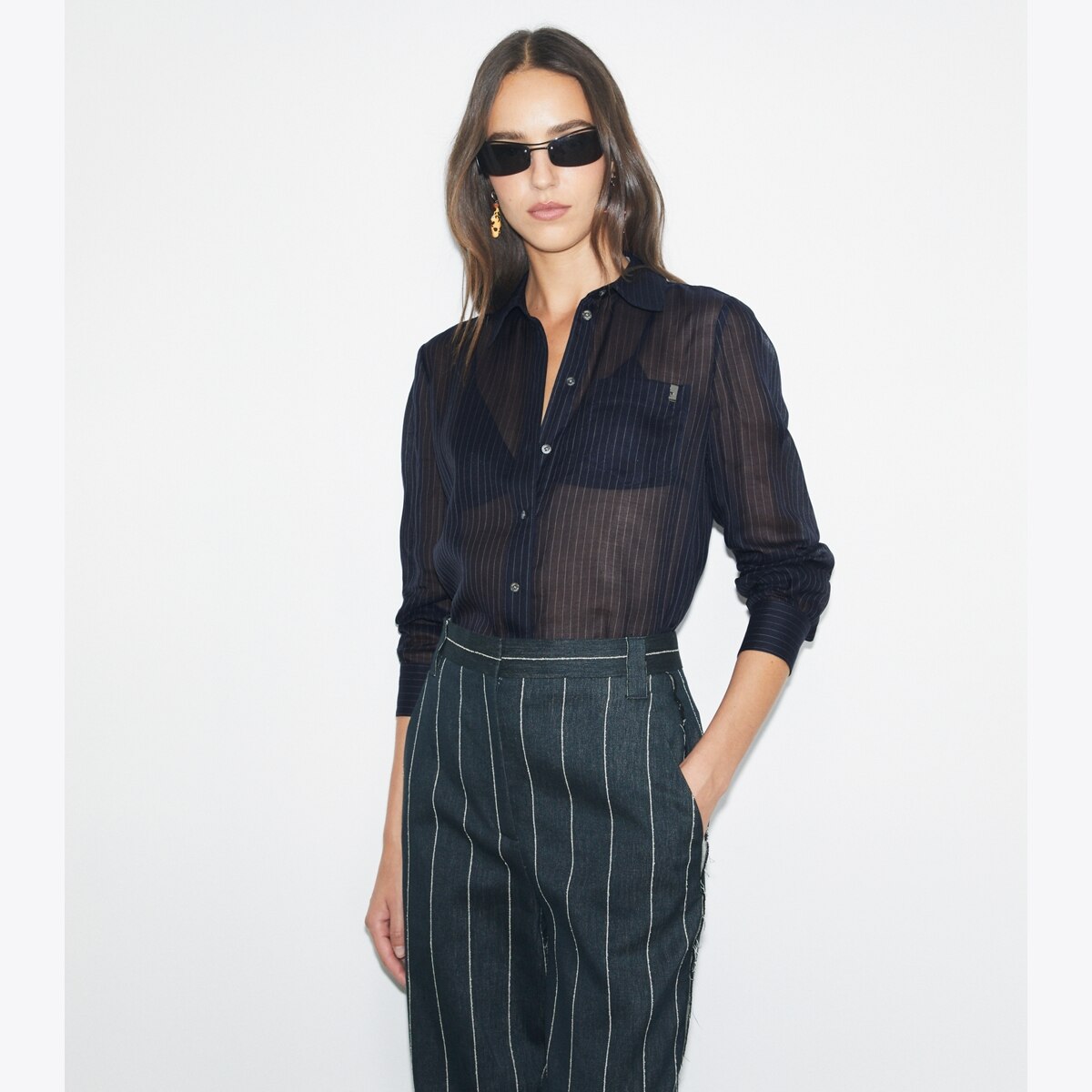 Striped Cotton Shirt: Women's Designer Tops | Tory Burch