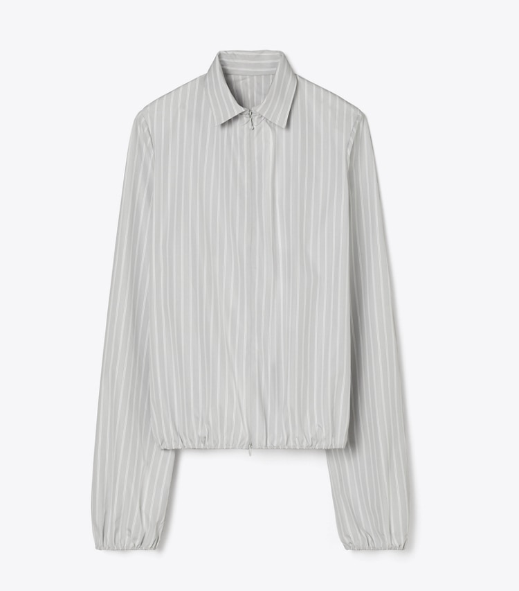 Tory Burch designer トップス ストライプ コットン トップス in Medium Grey/White front