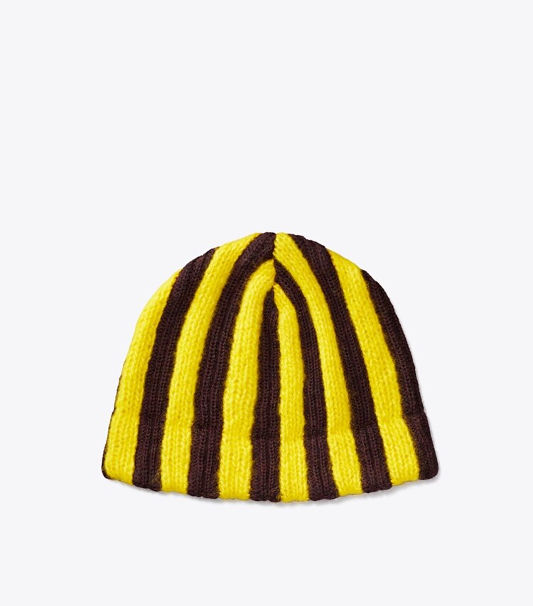 Tory Burch designer hats Striped Hat in BLACKBERRY/BRIGHT AUTUMN SUN front