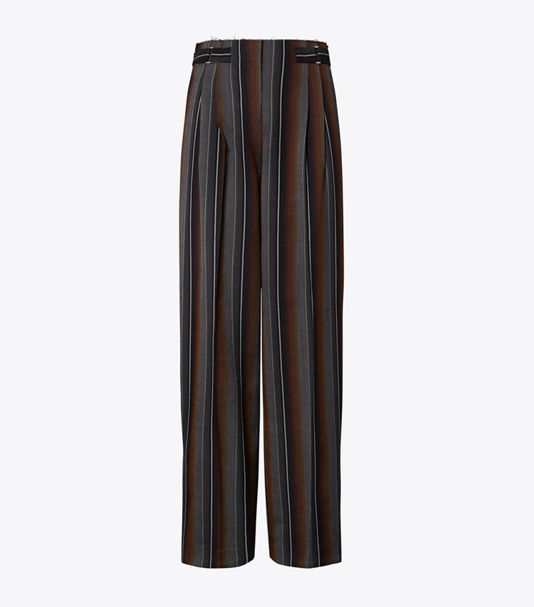 Tory Burch designer bottoms Striped Jacquard Pant in Black/Rust front