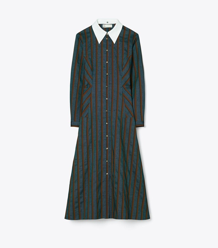 Striped Lightweight Canvas Shirtdress: Women's Designer Dresses | Tory Burch