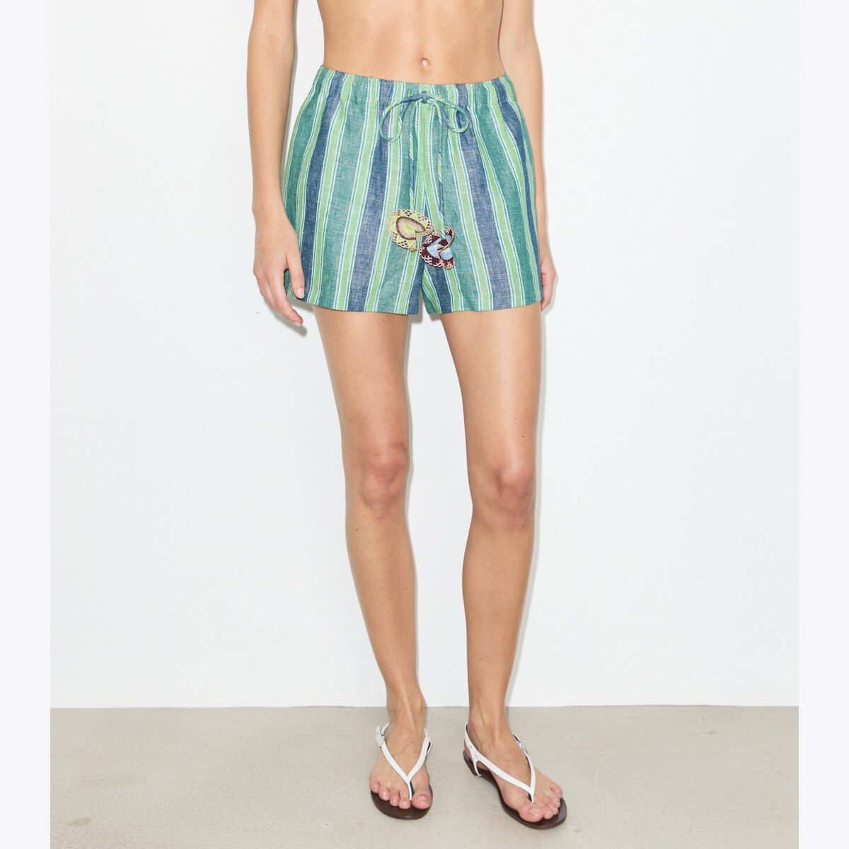STRIPED LINEN SHORTS - thumbnail 5