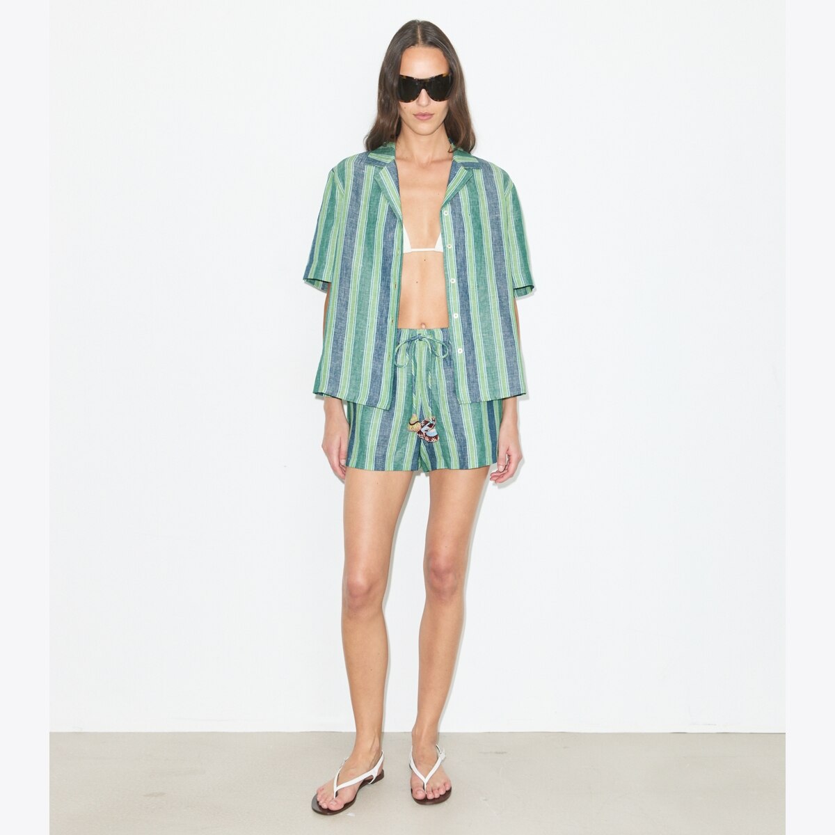 STRIPED LINEN SHORTS - thumbnail 2