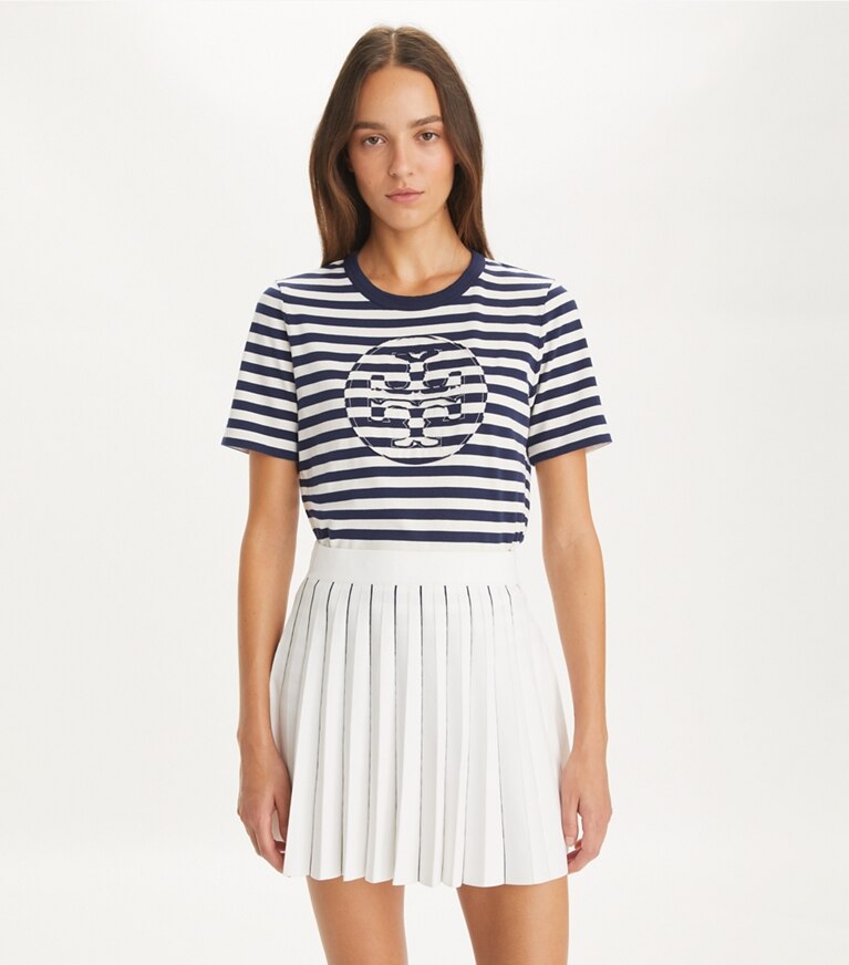 NEW TORY BURCH Stripes Logo store Shirt - Navy