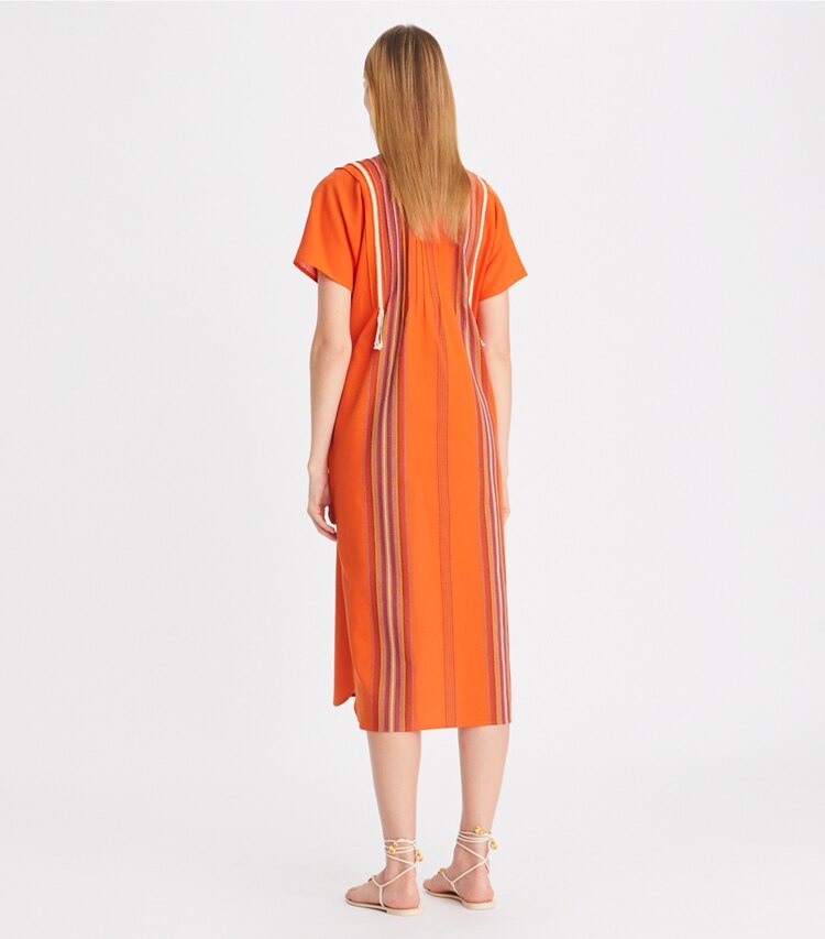 Tory Burch designer coverups Striped Midi Caftan in Orange on model back