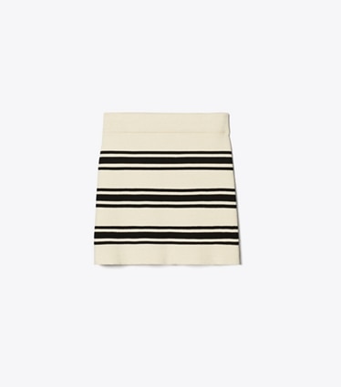 Tory Burch designer coverups Striped Mini Skirt in New Ivory City Stripe front