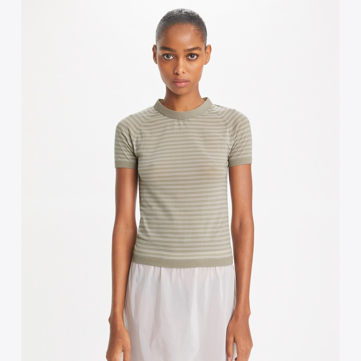 STRIPED NYLON MOCKNECK - thumbnail 2