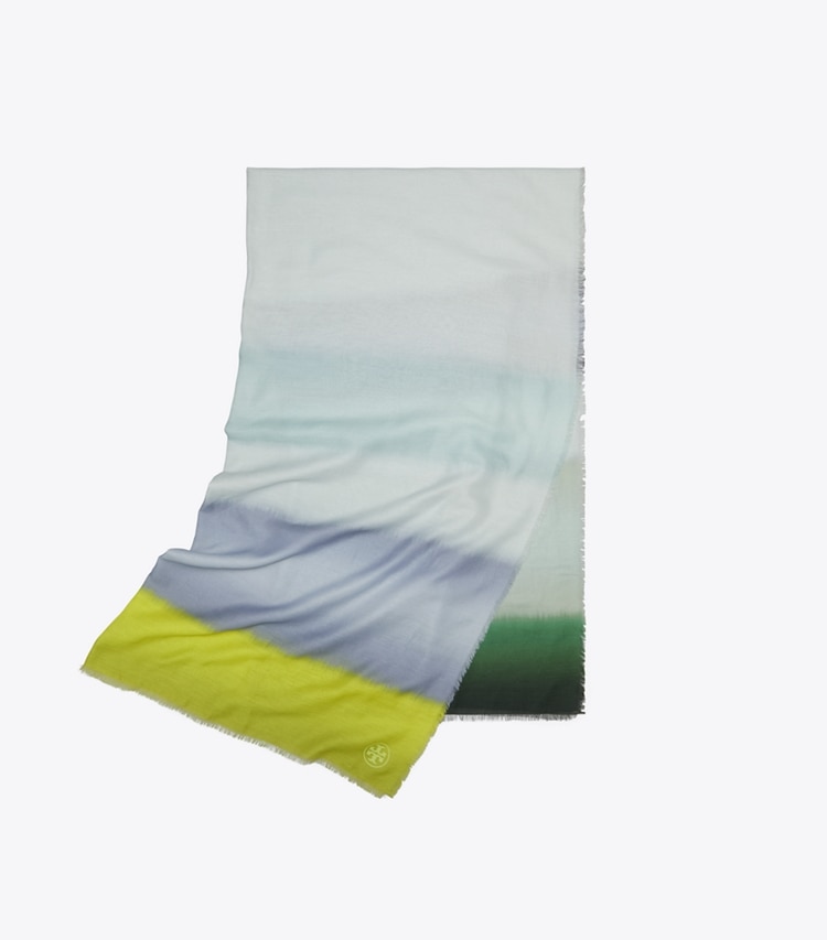 Tory Burch designer scarves Striped Oblong Scarf in Striped Oblong Grey folded