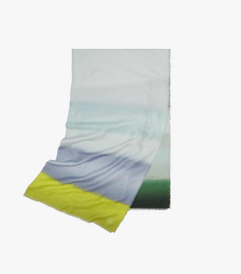 Tory Burch designer scarves Striped Oblong Scarf in Striped Oblong Grey overhead