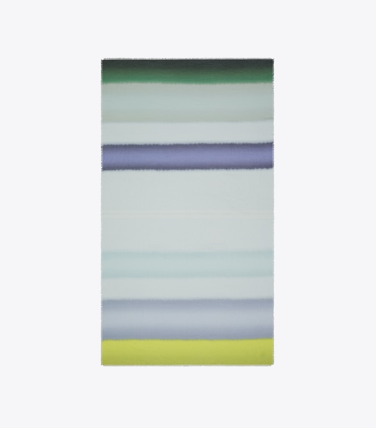 Tory Burch designer scarves Striped Oblong Scarf in Striped Oblong Grey overhead