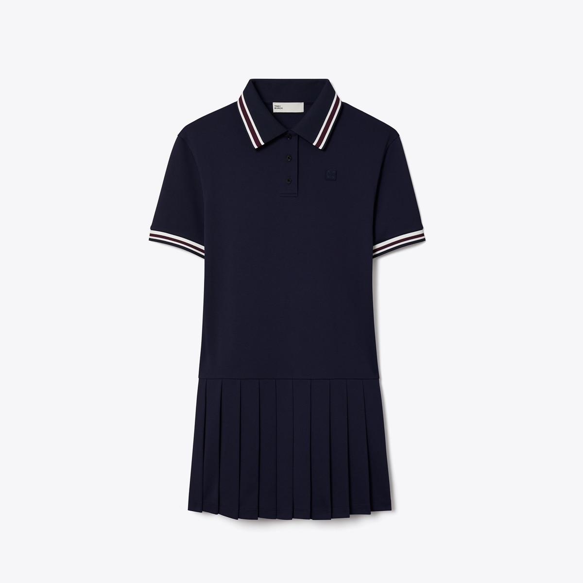 Tory Burch Women's Striped Rib Knit Polo Dress in Medium Navy, size S