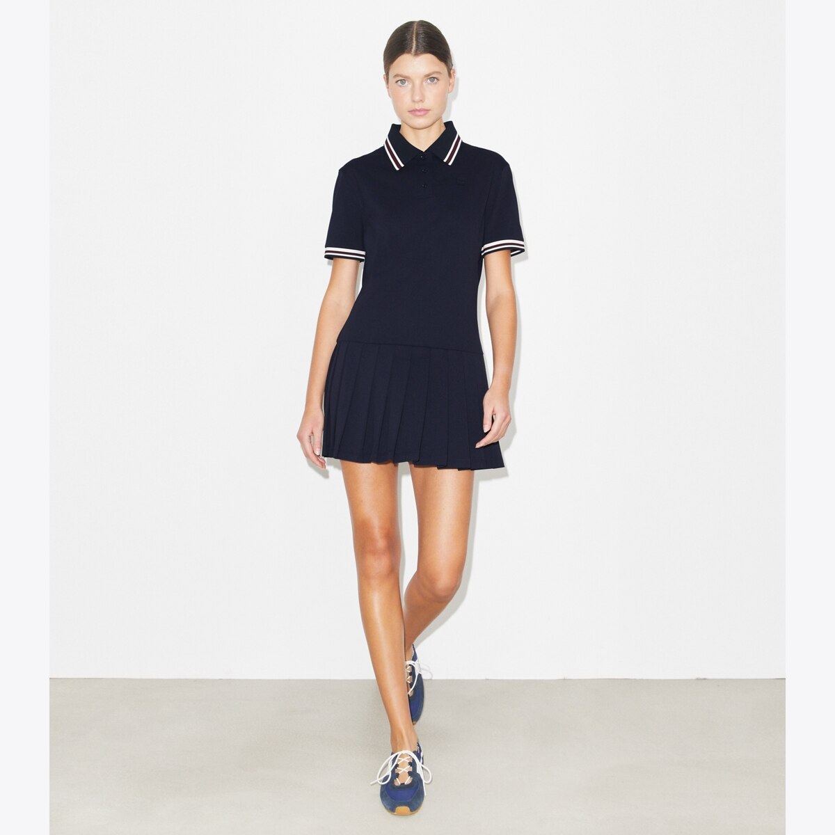 Striped Rib Knit Polo Dress: Women's Designer Dresses | Tory Burch
