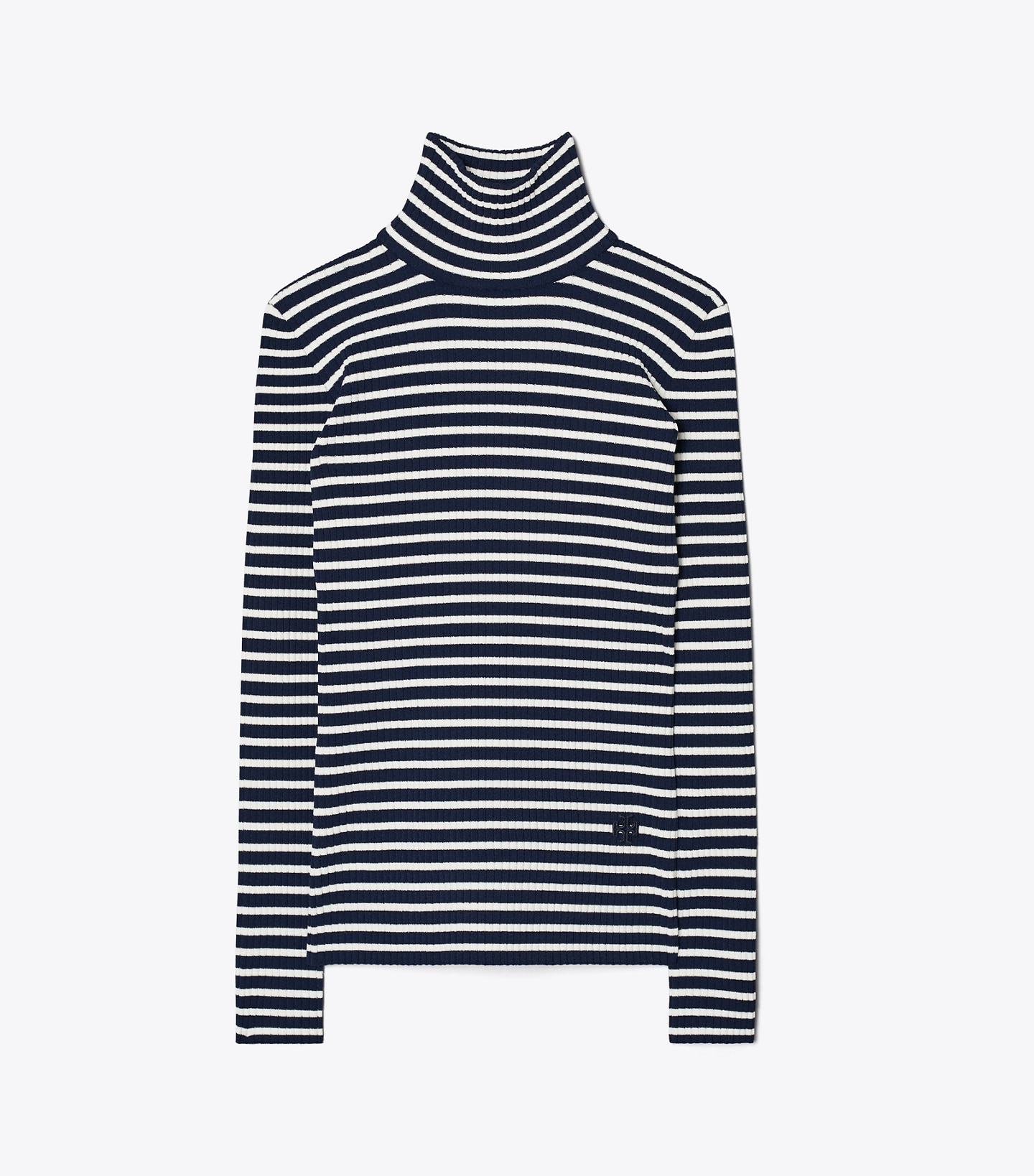 Striped Ribbed Tech Knit Turtleneck