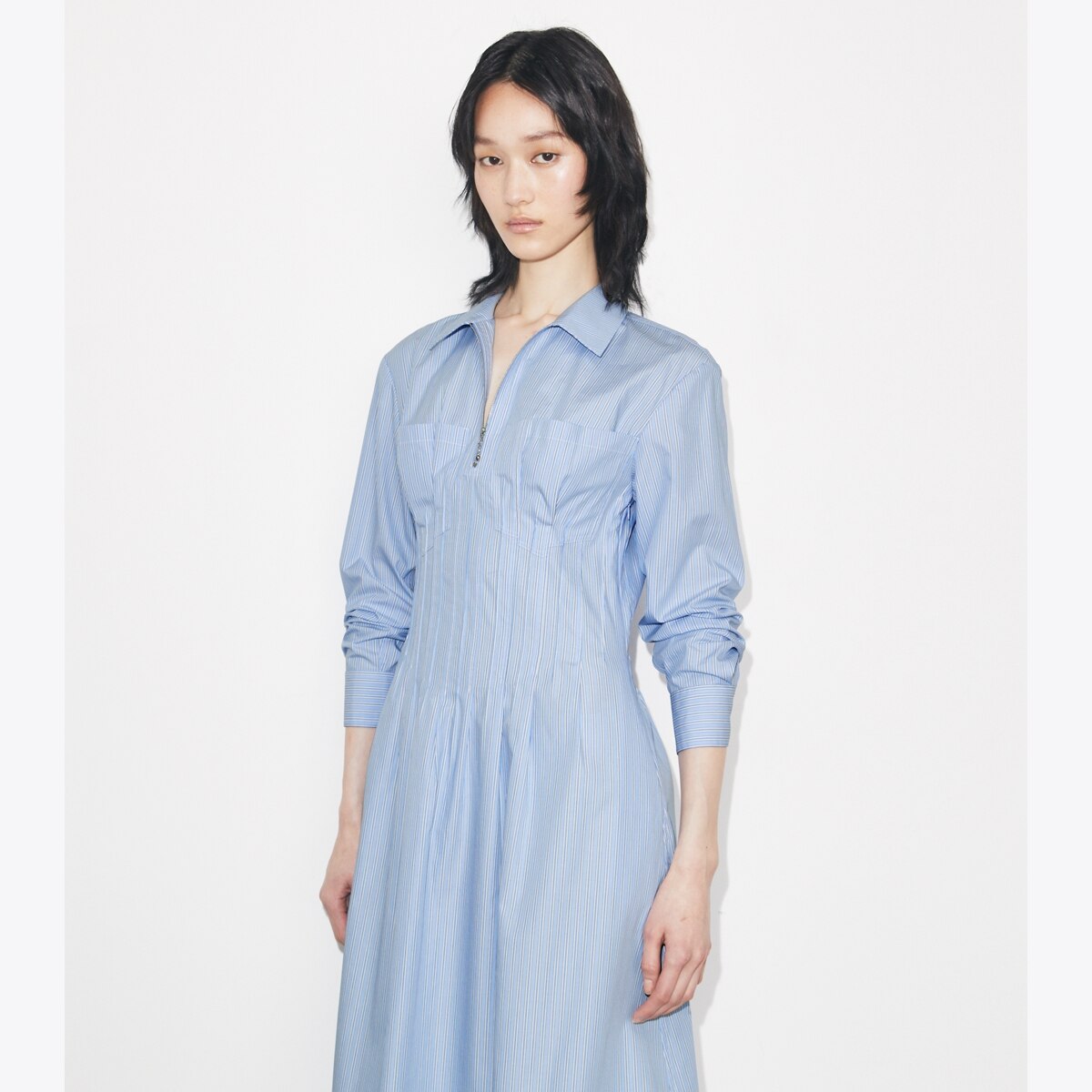 Tory Burch Women's Striped Shirtdress in Blue Stripe, size 12 Tory Burch Women's Striped Shirtdress in Blue Stripe, size 12