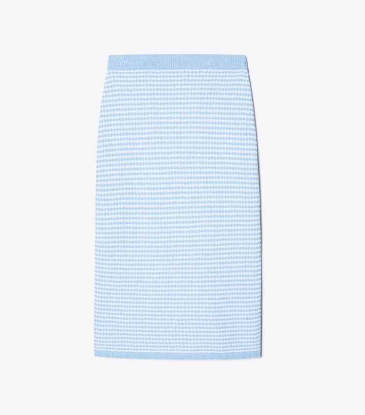 Tory Burch designer ボトムス ストライプステッチ コットン ミディスカート in White / Glass Blue front