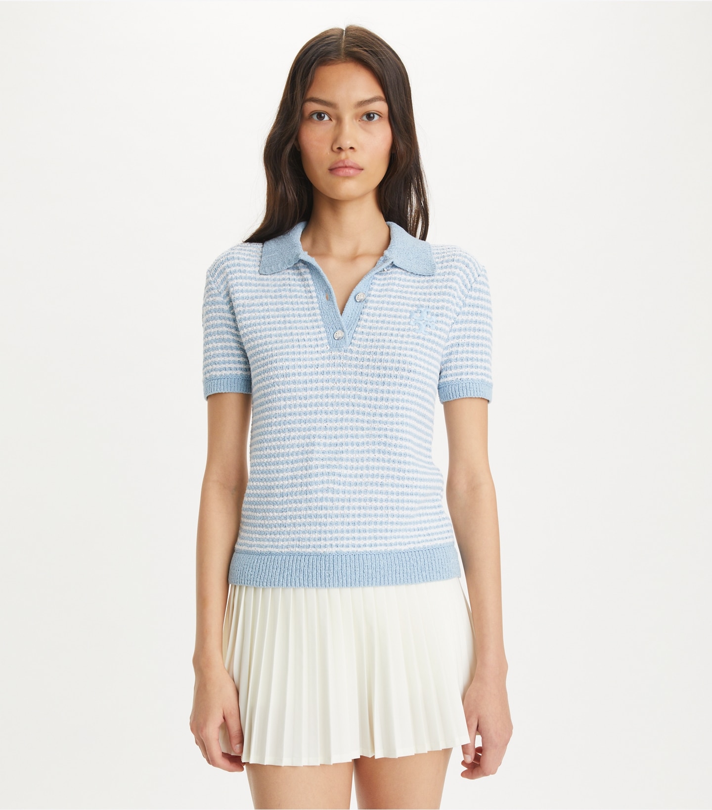 Striped Stitch Cotton Polo