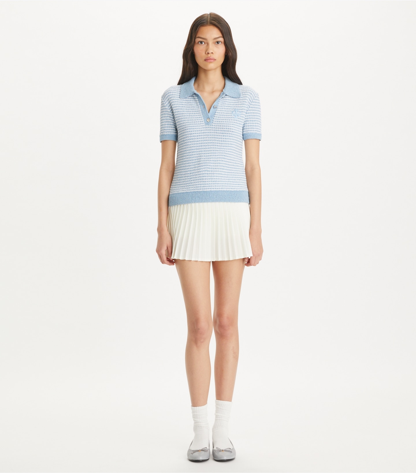 Striped Stitch Cotton Polo