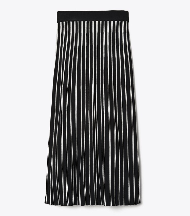 Tory Burch designer bottoms Striped Sweater Skirt in Black front