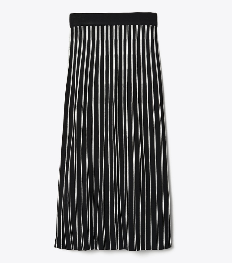 Tory Burch designer bottoms Striped Sweater Skirt in Black front