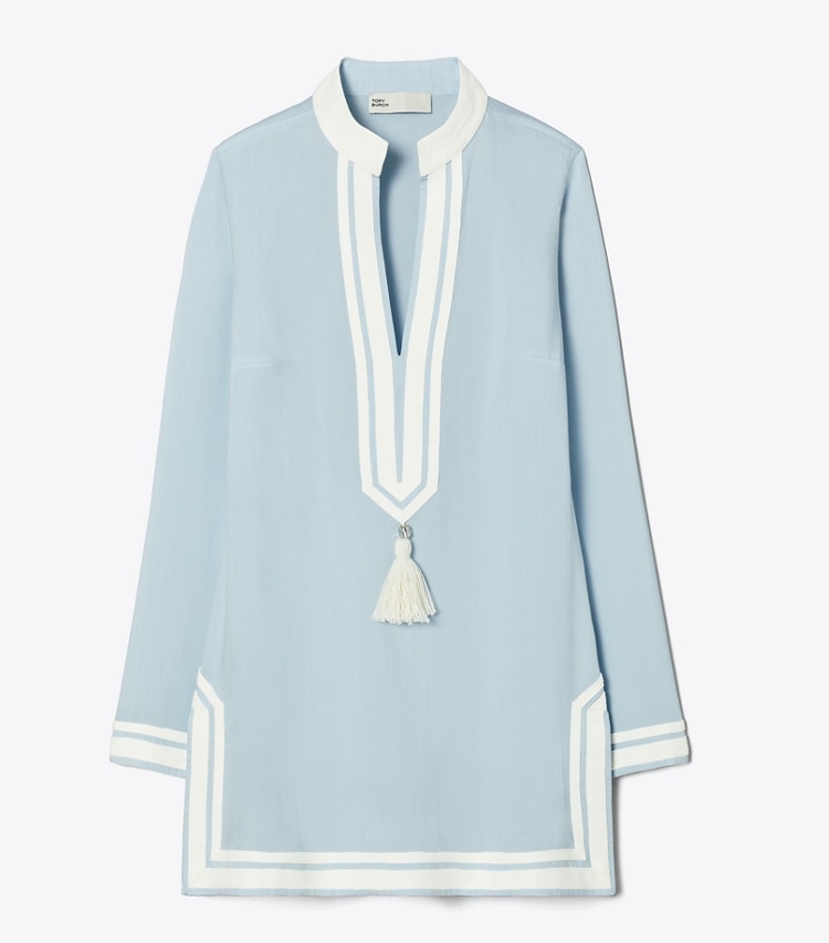 Tory Burch designer coverups Striped Tory Tunic in Light Blue Sky front